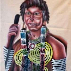 Kenyan  African print hand painted on cloth